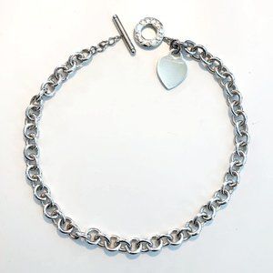 Tiffany & Co. Sterling Silver Heart Tag Chain Link Necklace